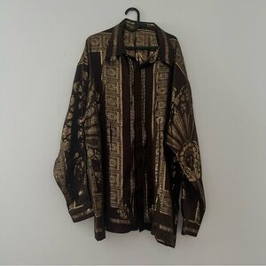 VINTAGE MENS CETA ITALIANO SILK SHIRT BAROQUE GREEK DESIGN MULTICOLOR 2XLG NWOT
